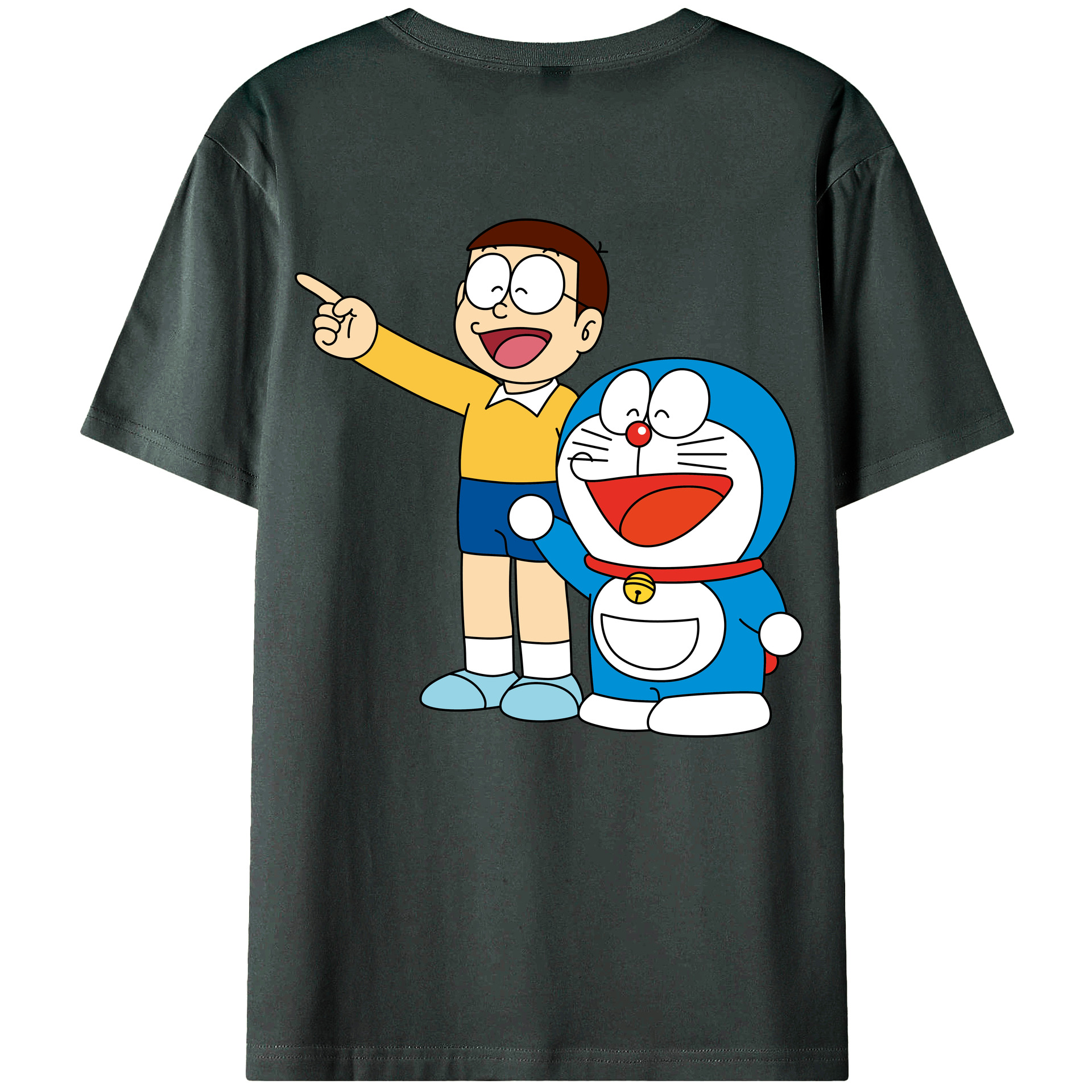 （画像用） ドラえもん 野比 のび太 Doraemon Nobita Nobi 綿100％ メンズ半袖Tシャツ（バックプリント） 通気性